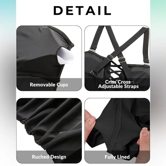 Yonique Plus Size One Piece Tummy Control Swimsuit - Picture 6 of 7